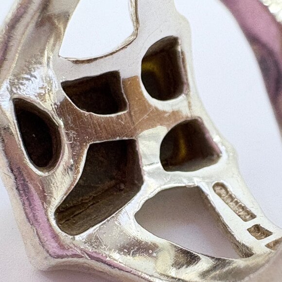 Sterling Silver 925 Pietersite Bezel Set Split Shoulder Tapered Band Ring Size 8 - Picture 6 of 11